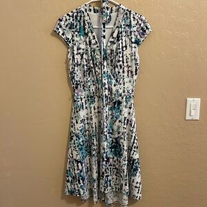 White House Black Market Women’s Tie-Dye V-Neck Dress w/ Wrap Size S